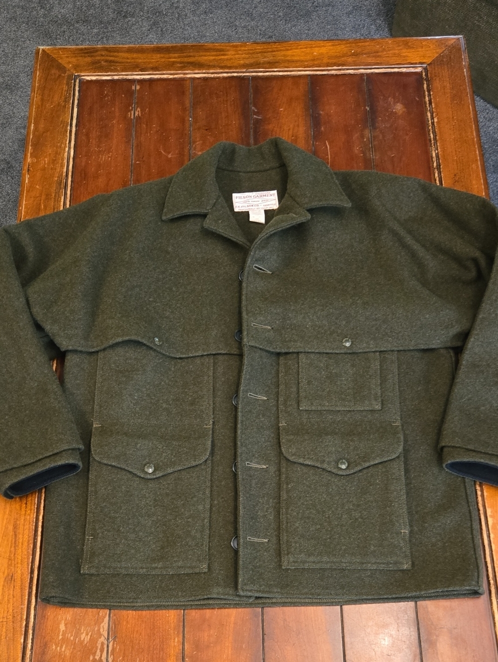 Filson 100% Wool Field Jacket in Olive Green